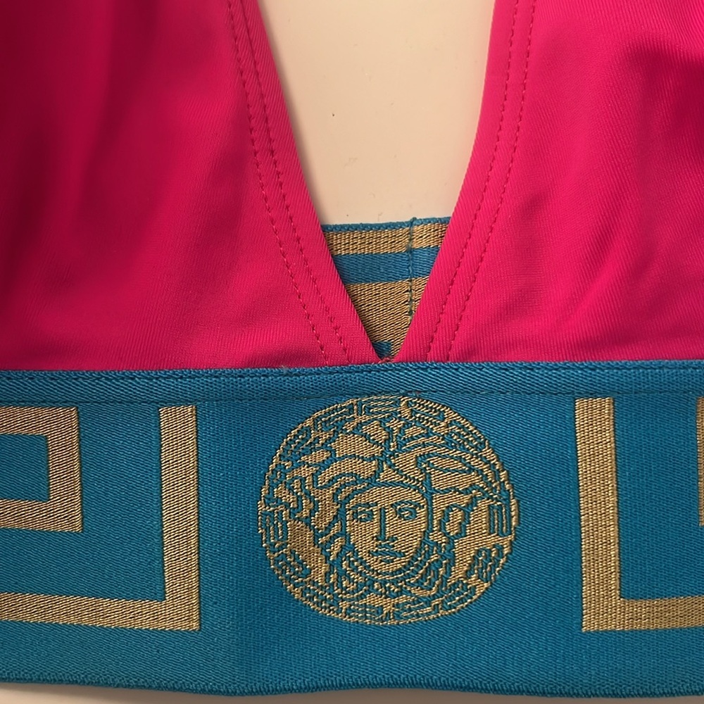 π Versace NWT SET bikini top & bottom or crop top/briefs! Pink & blue both XL 5 - Picture 6 of 9